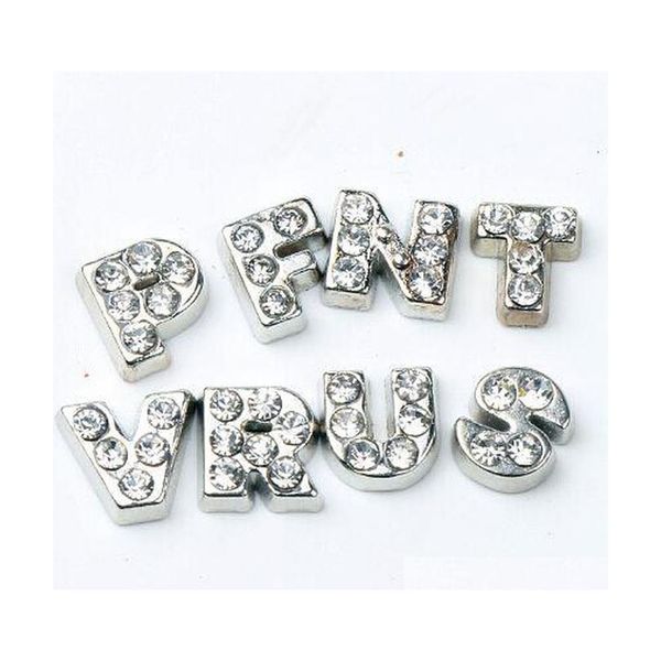 

104pcs/lot a-z crystal letter heart floating charm for glass living memory locket jewelry findings components o6atf, Bronze;silver