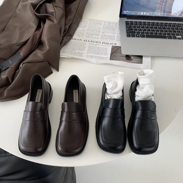 

casual woman shoe square toe modis low heels female footwear oxfords british style autumn shallow mouth black flats all-match