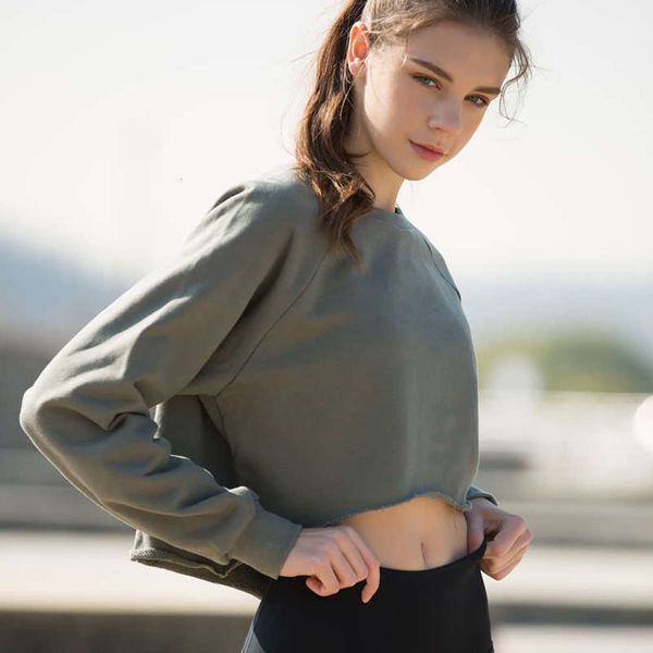 

new popular leisure personalized sports 18 sweater women's running fitness loose yoga suit, Gray