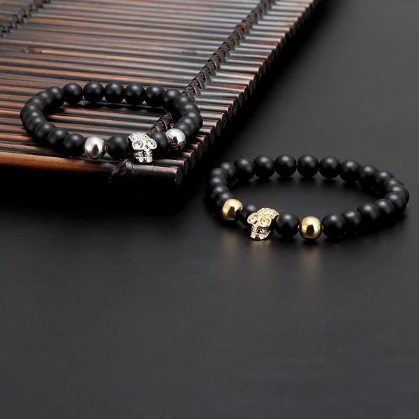 

livvy шарм камень природный жемчуг мужской браслет punk cz head скелет браслет мужской моды браслет из бисера bbypem bdehome