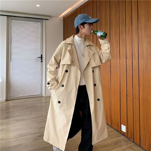 

autumn 2021 new mid-winter male in the cute fashion loose khaki long cargo jacket cah0, Tan;black