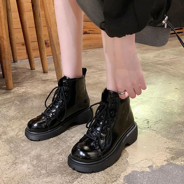

round toe lady boots рок обувь женщина роскошный дизайнер зимняя обувь сапоги женщины лолита mid-calf fashion 2020 black