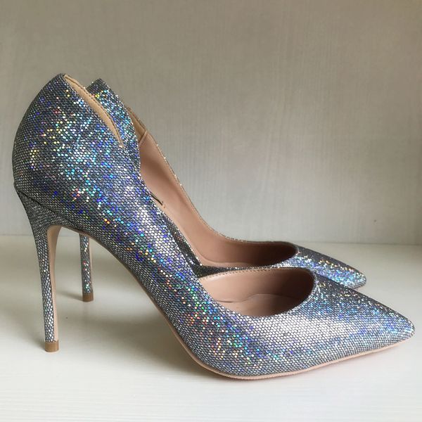 

of fashion women multi-color glitter pointy toe high heels size33-43 12  cm 8 in party shoes vske, Black