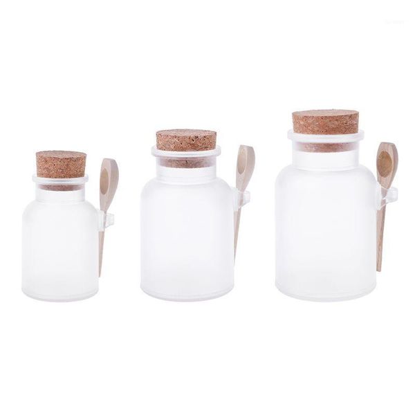 

scrub bath salt abs bottle sealed jar wooden spoon soft cork storage ser bottle frosted seal refillable mask1