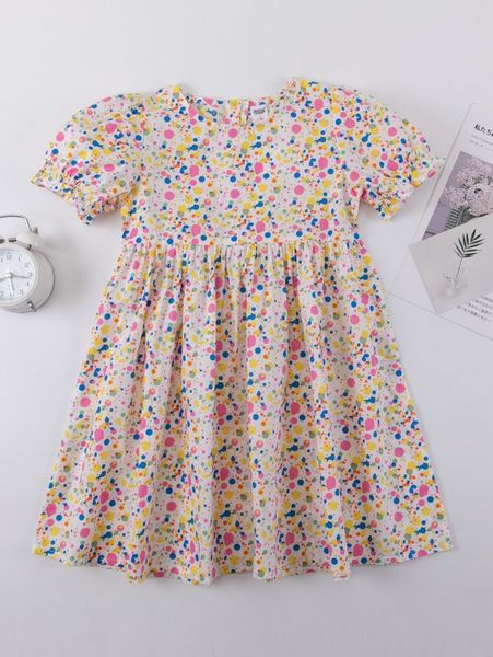 

toddler girls polka dot puff sleeve babydoll dress she, Red;yellow