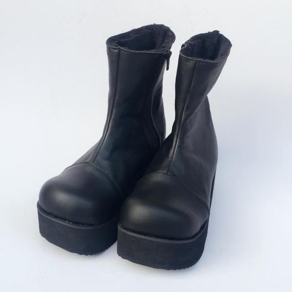 

boots princess sweet punk shoes leather muffins thick bottom casual and fashion big head women an13821, Black