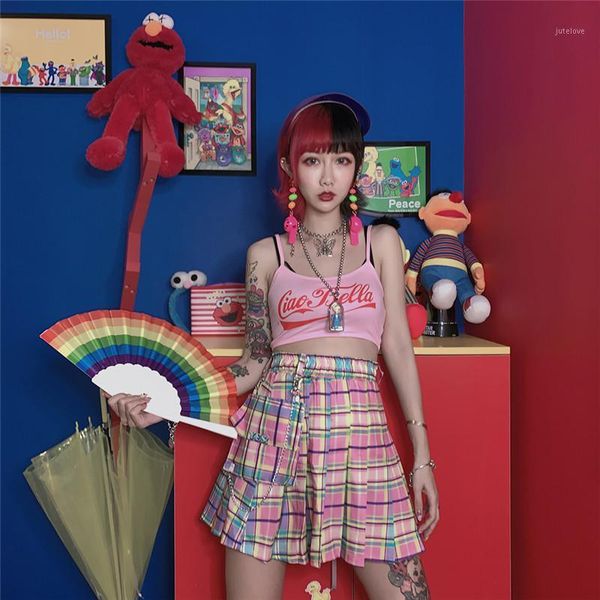 

summer korean skirt a-line skirt high waist casual pleated harajuku cute pockets female student college short1, Black