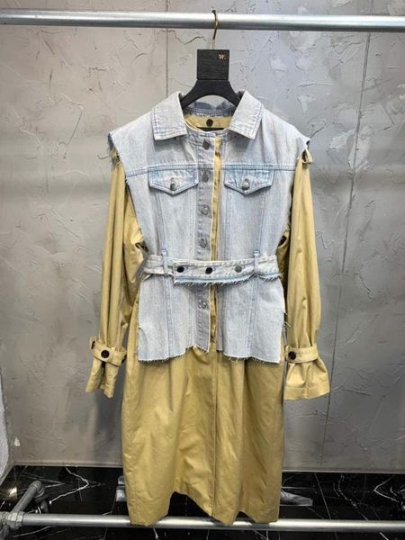 

2019 new women fashion trench coat female denim patchwork reversible coat outerwear ddxgz21, Tan;black