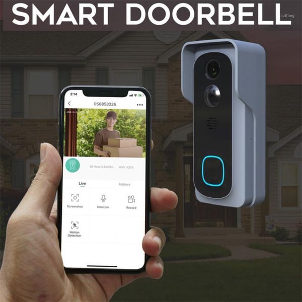 

smart 1080p video doorbell with battery chime cloud storage wireless security doorbell security monitor home smart automation1