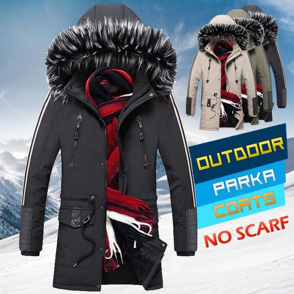 

men's down & parkas winter overcoats men 2021 thicken warm windproof jackets casual mens hooded outwear fur collar windbreaker jacket, Black