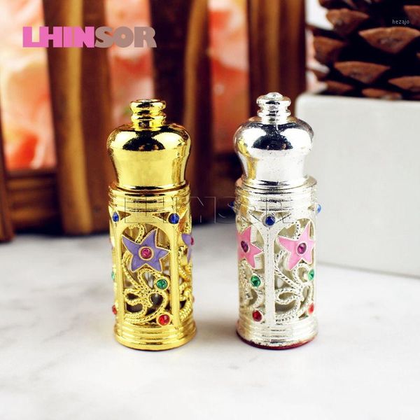 

storage bottles & jars 3ml alloy antiqued glass perfume bottle arabic style metal essential oils doterra vials with dropper1
