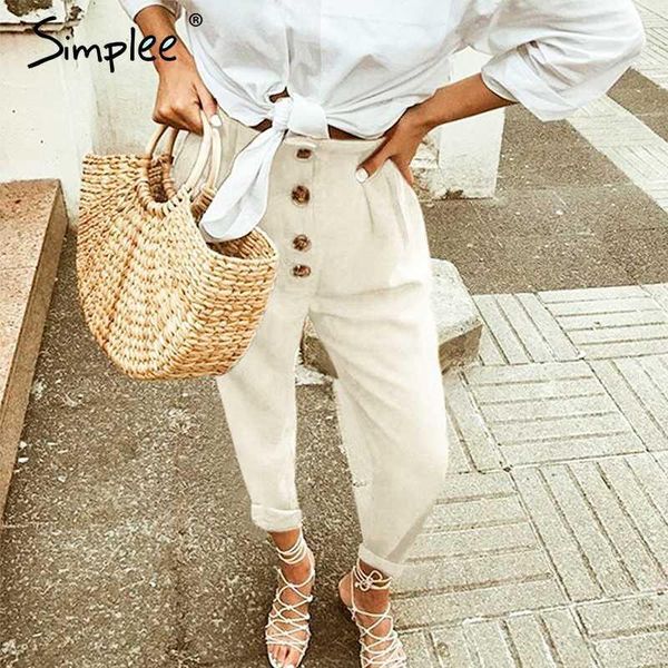 

simplee high street women pants black high waist casual loose pant holiday spring summer ladies bottom plus size chic trousers1, Black;white