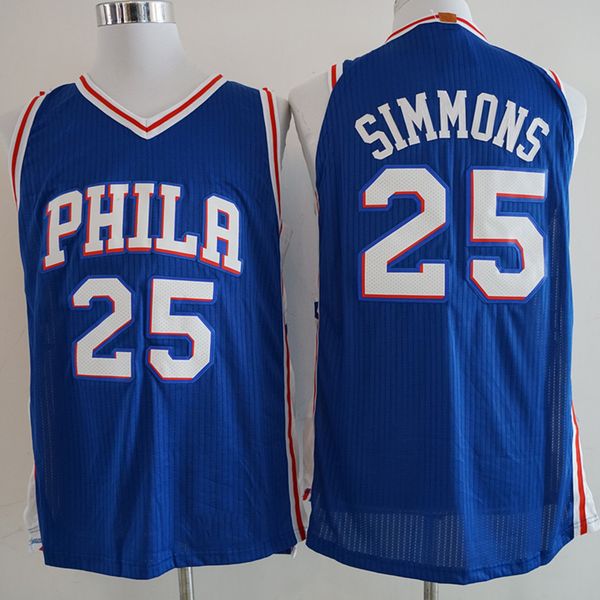 

17-18 2021 new basketball jersey 25 simmons color white and blue size s-xxl, Black;red