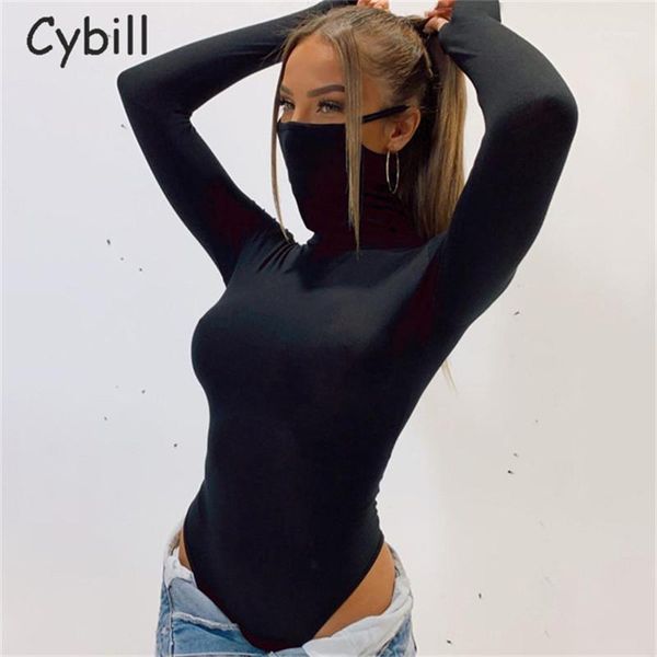 

cybill long sleeve turtleneck bodysuit women autumn winter black casual bodysuit for woman body female 2020, Black;white