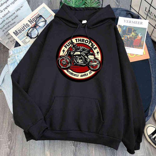 Tam Gaz Kelebeği Motosiklet Baskı Adam Kazak Cep Uzun Kollu Rahat Kapüşonlu Giysi Kadın Adam Moda Karikatürler Hoody Tops H1227