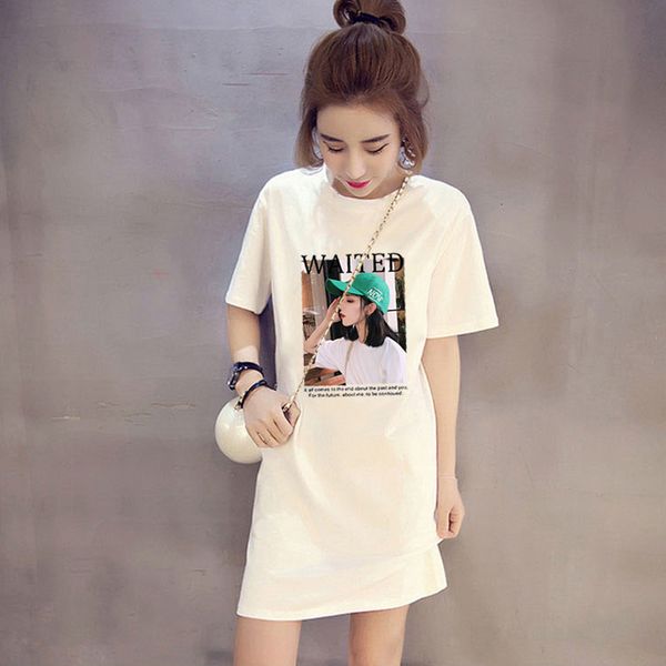

2021 new pretty girl pattern print summer short sleeves around the neck dress girls sweet to line dresses gaja, Black;gray