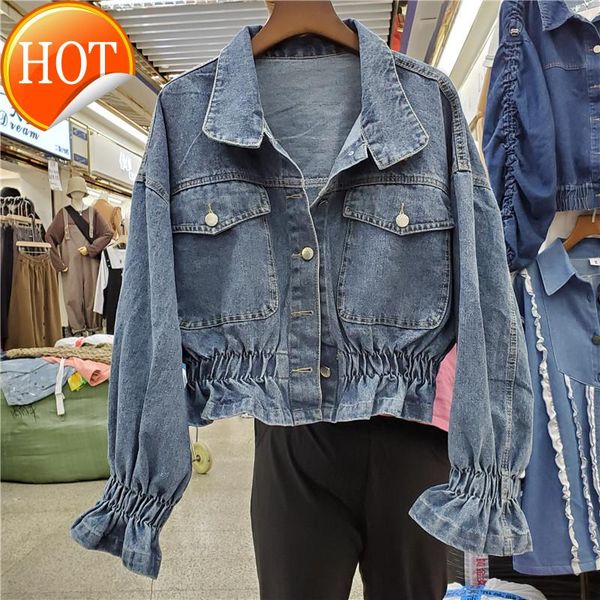 

fall 2020 new women's loose long sleeve versatile lapel short denim jacket, Black;white