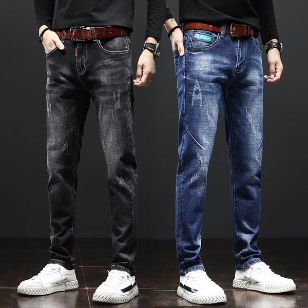 

the new autumn and winter plus velvet men's jeans slim-fit pants pants male korean trend plus velvet jeans, Blue
