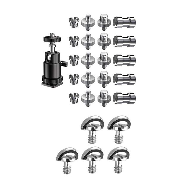 

21pcs shoe adapter mount camera ball head set & 5pcs 1/4 inch plate mounting screw d-ring screw adapter