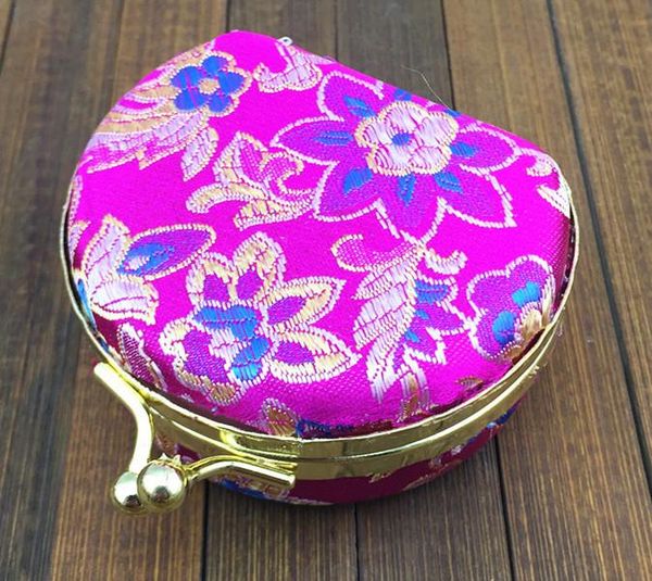 

gift wrap mirrored semicircle small box for travel jewelry set multi ring necklace storage case silk brocade colorful packaging