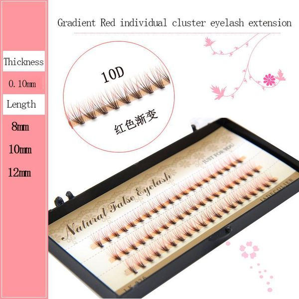 

false eyelashes 10d gradient brown/red colorful individual cluster eyelash extension beautiful makeup grafting 60pcs