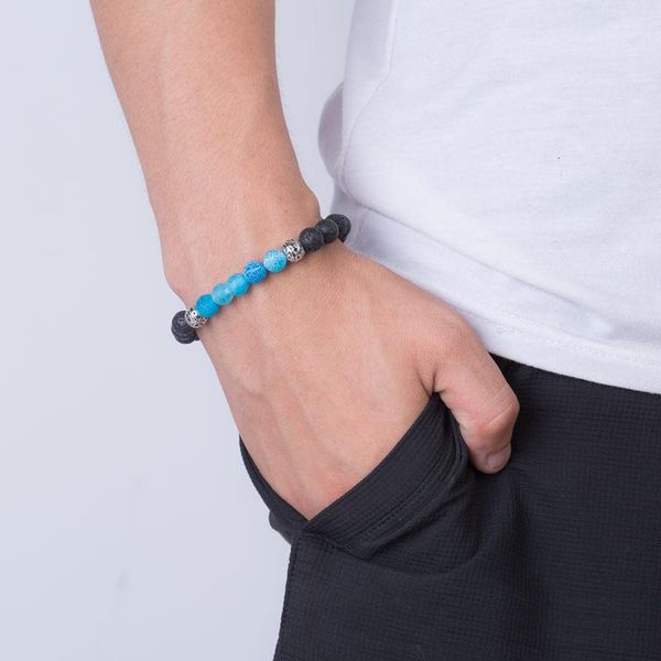 

stone natural lava bracelets reiki chakra sale healing balance beads bracelet for men women stretch yoga jewelry, Black