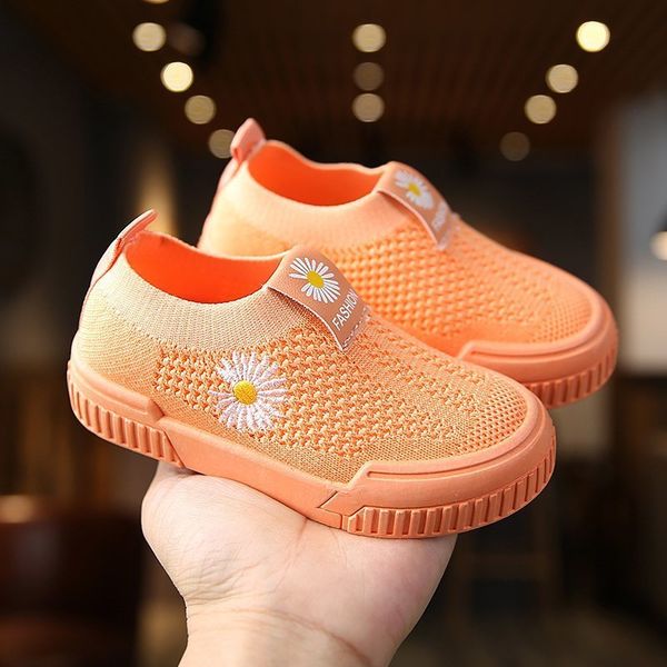 

2020 autumn new breathable children's sneakers children baby girls boys letter mesh sport run shoes light up slip-on shoes q0112, Black