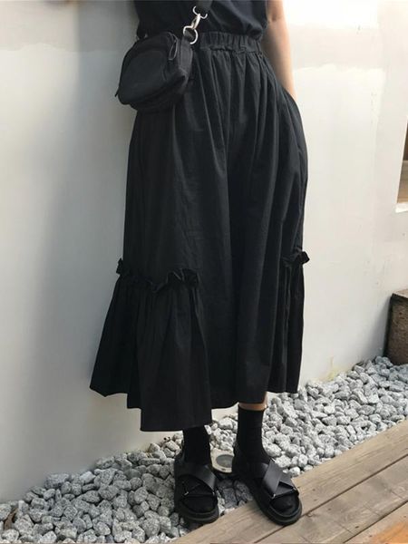

retro black skirt women's spring and autumn 2020 new versatile a-line skirt hepburn style student long ins fashion1