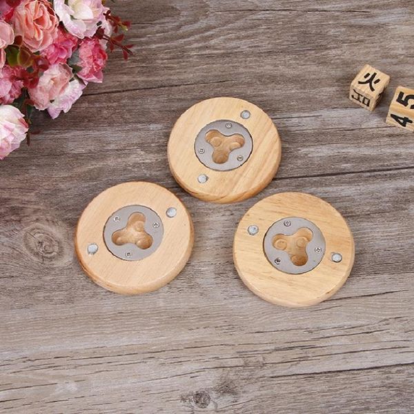 

shape wooden coaster fridge round magnet decoration beer bottle opener with your for kitchen