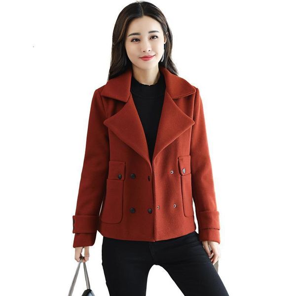 

2020 new spring autumn women's short windbreaker jacket casual female woolen coat outerwear v875 drop shipping, Black;brown