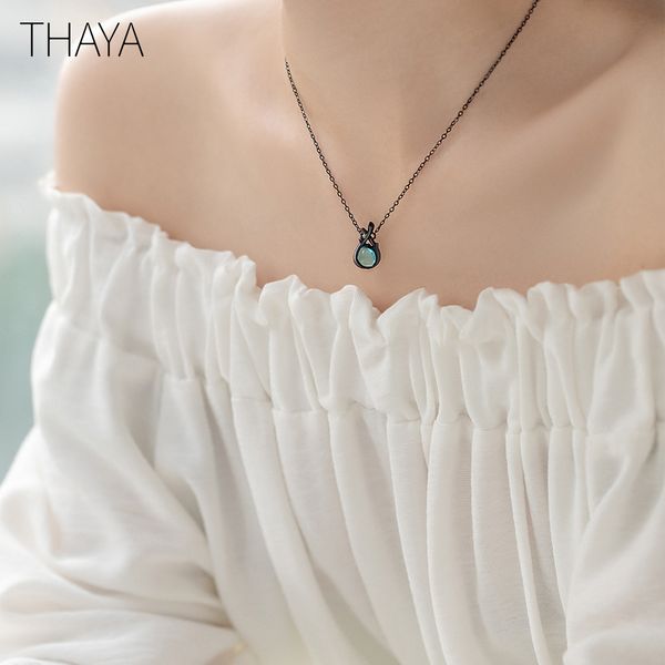 

thaya original design sleeping beauty necklace s925 silver handmade crystal short collarbone chain jewelry gift q0531