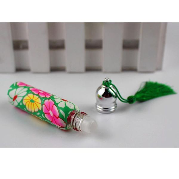

50pcs/lot lovely 10ml glass roll on bottles polymer clay roller essential oil bottle empty perfume vials with gl jllisx