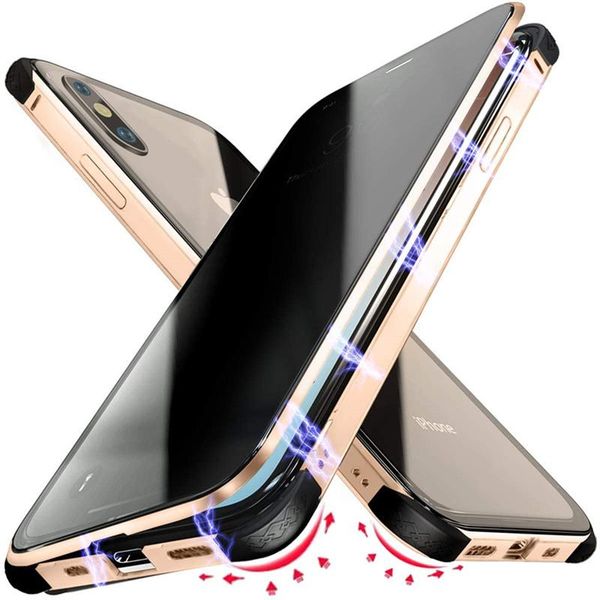 

metal magnetic privacy protective case for iphone 12 11 pro xs max xr 8 7 6plus double sided glass shockproof h sqckxy