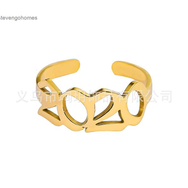 

ring popular personality letters english stainless steel set, Silver