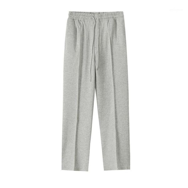 

ewq men's wear | 2020 solid color all-match loose elastic waist sweapants for male drawstring waist comfortable trousers 9y30341, Black