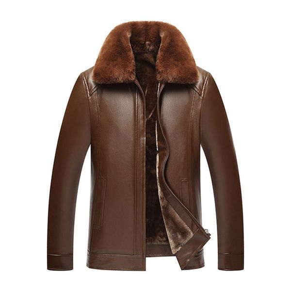 

men's genuine leather jacket winter -30 degrees fur collar thick warm coats black loose outerwear 2021 new designer