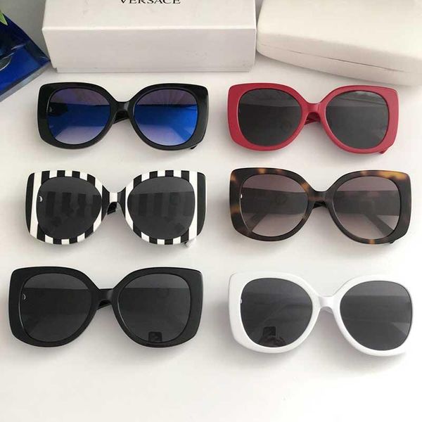

2020 new fashion womens popular sunglasses charming cat eye frame simple uv400 protection belt original box ve glasses 4387, White;black