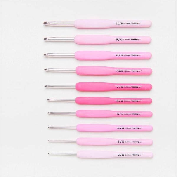 

sewing notions & tools japan tulip etimo ter/tel crochet hook rose pink resin handle knitting needles original authentic imported from 0.4-6, Black