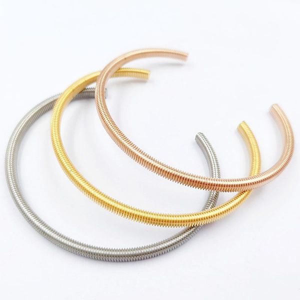 

new trendy simple screw thread cuff bangles fashion jewelry bracelets for women, Black