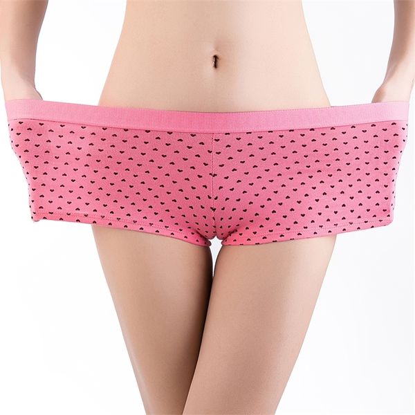 

6pcs/lot cotton women's panties boxer underpants female underwear cute ladies shorts kawaii print girls boyshort y200425, Black;pink