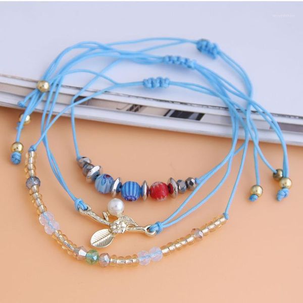 

korean fashion inlaid pearls 3 piece set bracelet women sweet hand-woven adjustable bracelet exquisite female jewelry1, Golden;silver