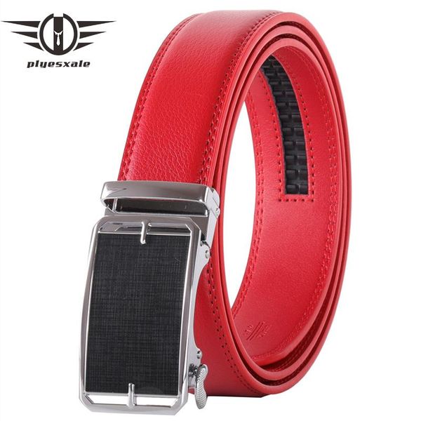 

plysxale мужчины красный пояс высокое качество коровьей настоящие кожаные ремни для мужчины автоматическая пряжка драчитка повседневная офиц, Black;brown