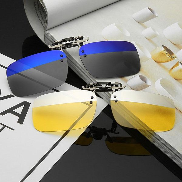 

sunglasses driver night vision & anti-glare clip-on polarized eyewear clear lens for women men with flip up style, White;black