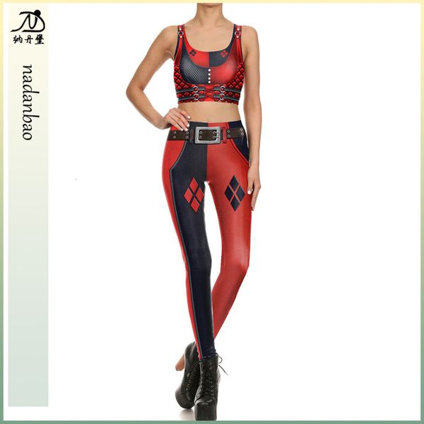 

stretch leggings tights digital printing fashion casual suit, Black;white