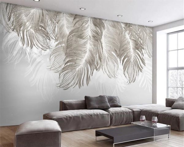 

элегантное перо 3d обои nordic современный минималистский ручной роспись перо телевизор фона фон стены картина 3d обои