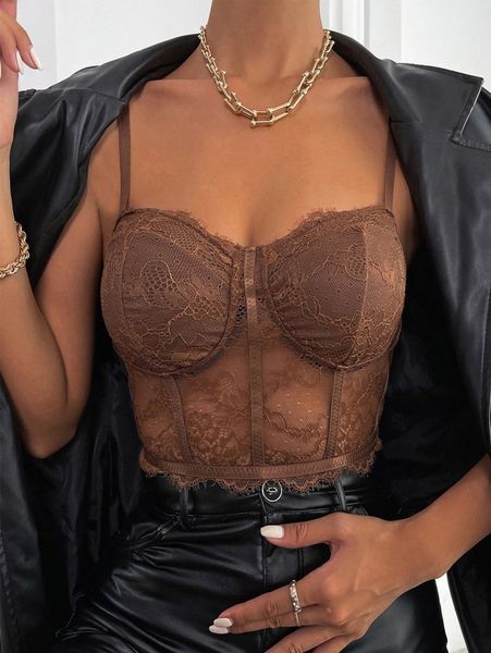

contrast lace crop cami w69c#, White