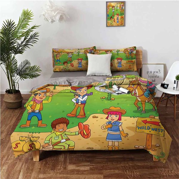 

image of child cowboy cute wild west cartoon north america culture kids designbedding 3-piece set