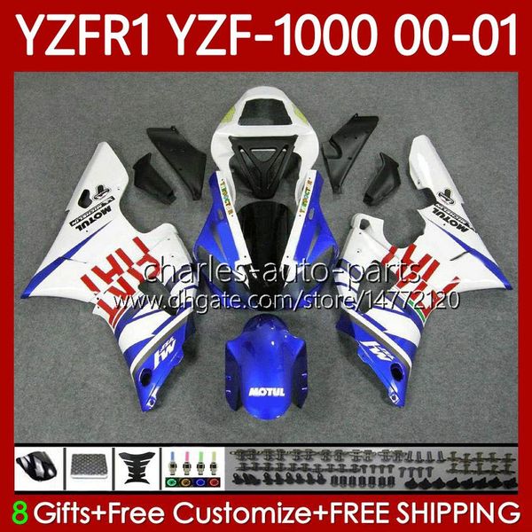 YAMAHA YZF-R1 YZF1000 YZF R 1 1000 CC YZFR1 00 01 02 03 ÇİZİMLER 83NO.112 YZF R1 Beyaz Mavi 1000cc 2000 2001 2002 2003 YZF-1000 00-03 Motosiklet Vücut Kiti