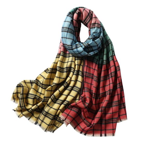 

scarves multi-color plaid winter women scarf shrugs hijab large cashmere tassle shawl wraps sjaal voor dames szalik bufandas, Blue;gray