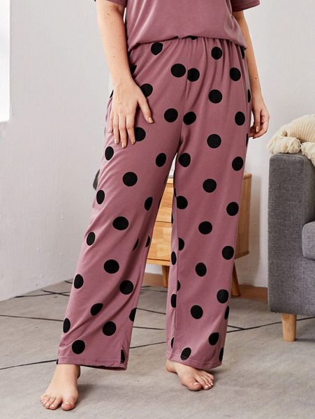 

plus polka dot sleep pants h6of#, Black;white